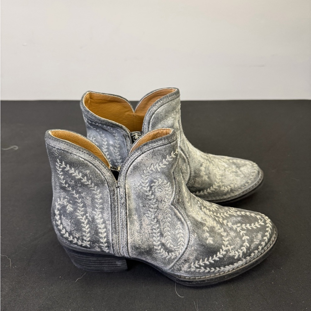 Men's Western Embroidered Ankle Boots - Gray